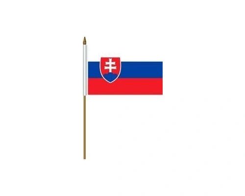 SLOVAKIA COUNTRY STICK FLAG BANNER ON A 2 FOOT WOODEN STICK.. SIZE : 12" X 18" INCHES.. NEW