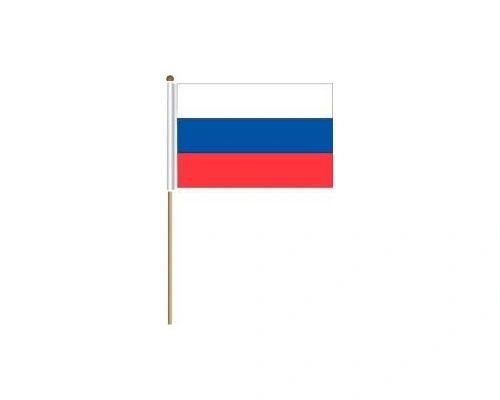 RUSSIA COUNTRY STICK FLAG BANNER ON A 2 FOOT WOODEN STICK.. SIZE : 12" X 18" INCHES.. NEW