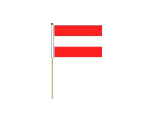 AUSTRIA COUNTRY STICK FLAG BANNER ON A 2 FOOT WOODEN STICK.. SIZE : 12" X 18" INCHES.. NEW