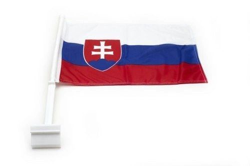 SLOVAKIA COUNTRY HEAVY DUTY CAR FLAG WITH STICK.. SIZE : 12" X 18" INCHES.. NEW