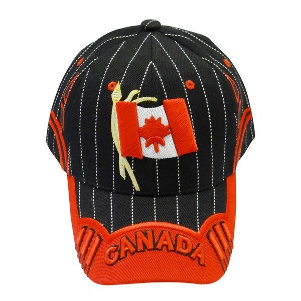 CANADA BLACK RED COUNTRY FLAG WITH WORD "CANADA" ON BRIM EMBOSSED HAT CAP .. NEW