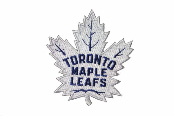 TORONTO MAPLE LEAFS NHL HOCKEY ( NEW ) LOGO WHITE EMBROIDERED IRON ON PATCH CREST BADGE .. SIZE : 2 3/4" X 3" INCH