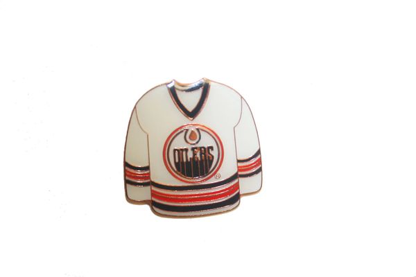 EDMONTON OILERS WHITE JERSEY NHL LOGO METAL LAPEL PIN BADGE .. NEW AND IN A PACKAGE