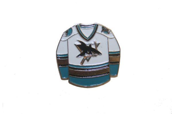 SAN JOSE SHARKS WHITE JERSEY NHL LOGO METAL LAPEL PIN BADGE .. NEW AND IN A PACKAGE