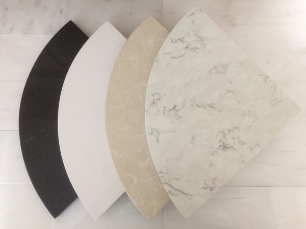 8"X 1/2" Quartz Shower Corner Shelf Caddy- Select from: Black,White,Limestone or Carrara