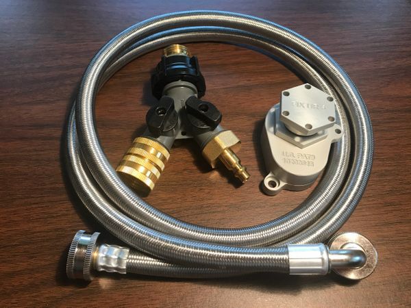 Ford 6.0 Combination Back Flush Fitting Kit, Compressed Air/Water 'Y', Fittings and 5' Stainless Steel Hose.