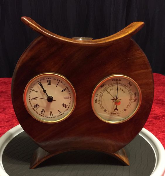 Hawaiian Koa Asian Inspired Clock/Barometer Bud Vase