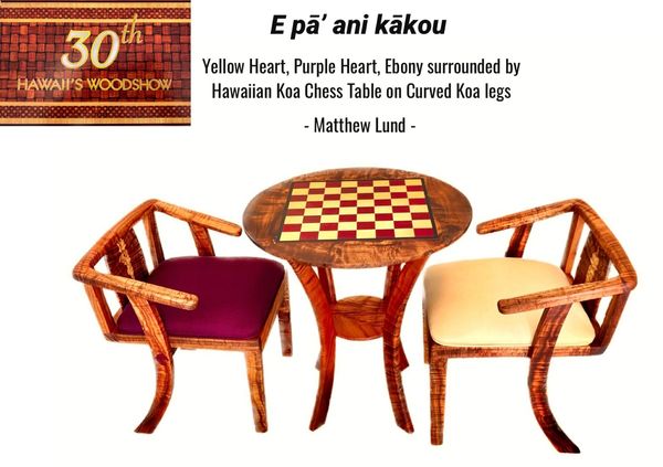 Hawaiian Koa Chess Table and Chairs (Featured at 2022 Hawaii Wood Show) 30% OFF