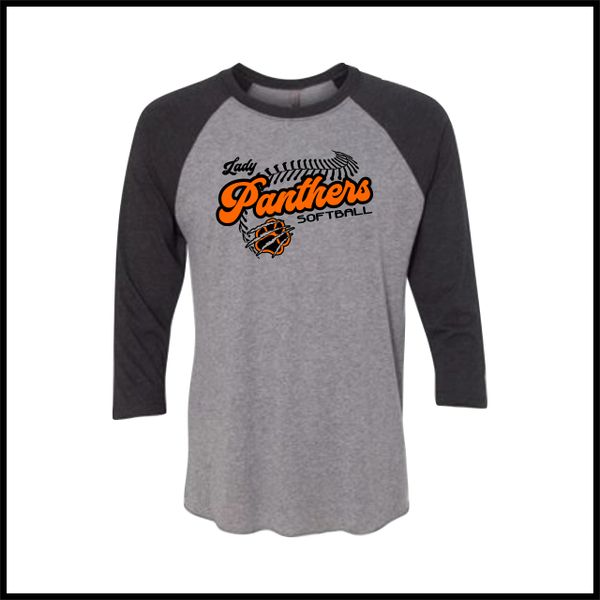 Lady Panther Softball 3/4 Sleeve Ringspun Cotton T-Shirt | Rev'd Up Ink