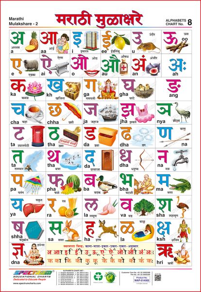 spectrum educational large wall charts set of 3 english alphabets marathi mulakshare numbers 1 10