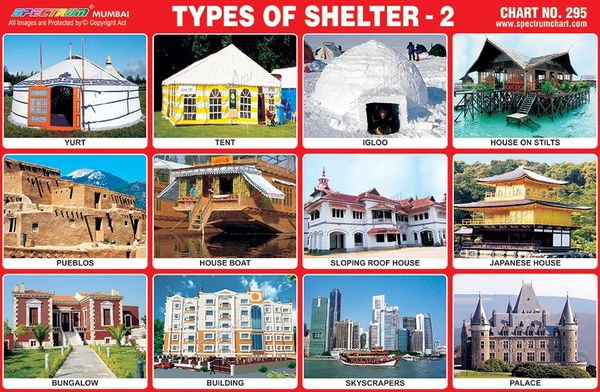 Spectrum Educational Charts: Chart 178 Kinds Of Shelters | vlr.eng.br