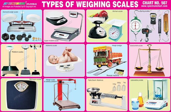 Set Different Types Scales Weight Measurement Stock Illustration