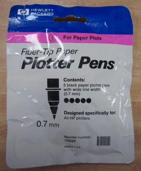 HP 0.7mm Black Fiber-Tip Paper Plotter Pens 5-Pack 17826P 7470 7475 7550