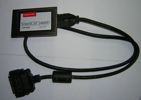 Adaptec SlimSCSI PCMCIA Fast SCSI Adapter Card 1460D + HD50 Cable High-Density