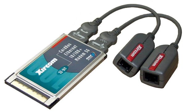 Xircom CardBus 10/100 Ethernet LAN+Modem 56k PC Card CBEM56G-100 with Dongle Cables