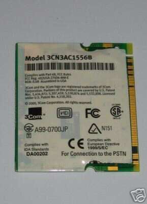 3Com® 10/100 LAN+56K Modem Mini PCI Card 3CN3AC1556B