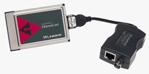 Linksys PCMCIA Ethernet LAN Combo PC Card EC2T with Dongle Cable