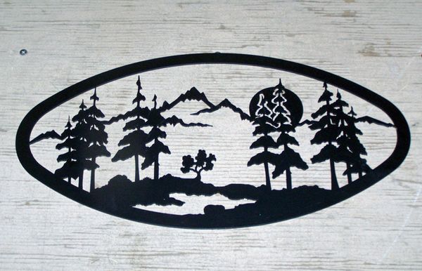 Trees with moon Wall Art 20'' Oval