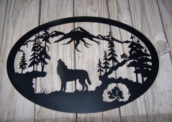 Wolf 32" Oval Wall Art