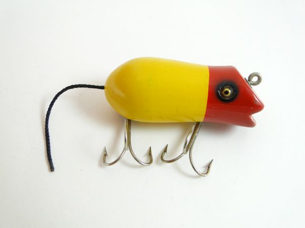 Vintage Fishing Lure Shur Strike River Runt Glass Eyes Wood Nice