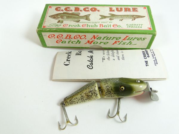 Creek Chub Baby Jointed Pikie 2718 SILVER FLASH EX+ in the Correct Box with Catalog