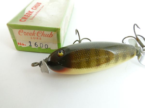 Creek Chub Injured Minnow Fishing Lure  Old Antique & Vintage Wood Fishing  Lures Reels Tackle & More