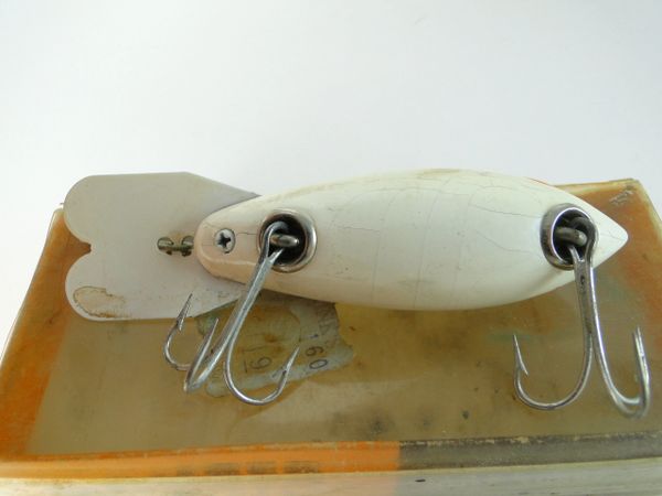 Vintage Bomber Fishing Lure Red & White with 2 Hooks Old Antique