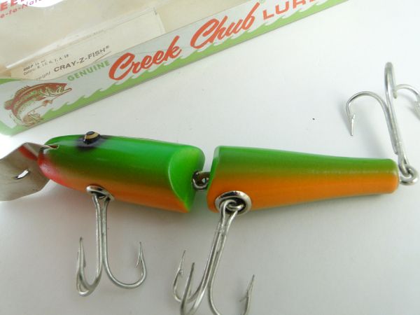 Vintage Creek Chub Pikie Jointed Wood Lure # 2632 DD Fire Plug