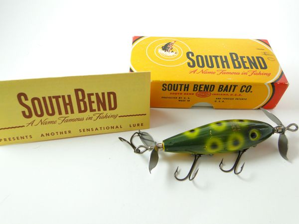 South Bend Nip-I-Diddee No. 910 FF Frog Finish Semi-Weedless EX in Correct Box with Papers