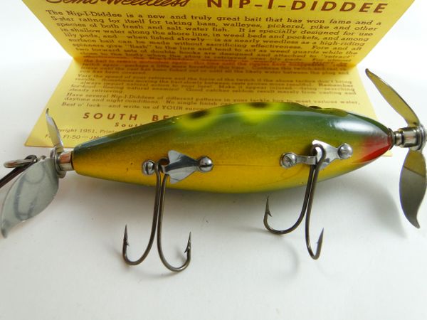 South Bend Nip-I-Diddee No. 910 FF Frog Finish Semi-Weedless EX in Correct  Box with Papers