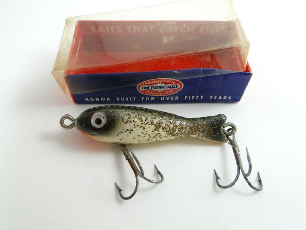 Shakespeare model 6534 Sea Witch Midget SF Vintage Wood Silver Flash Fishing Lure EX+ in the Box