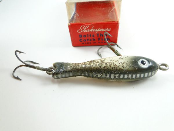Shakespeare model 6534 Sea Witch Midget SF Vintage Wood Silver Flash  Fishing Lure EX+ in the Box