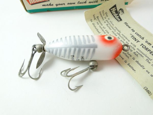 4 Vintage Heddon Fishing Lures Torpedo Lucky