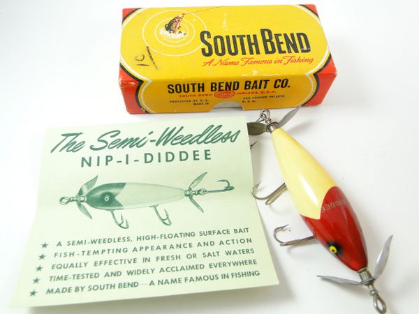 South Bend Nip I Diddee 910 RW Wood Weedless Rig Fishing Lure EX in Correct Box with Papers