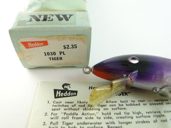 Heddon 1030 PL Purple BIG TIGER New in Box with Paper!