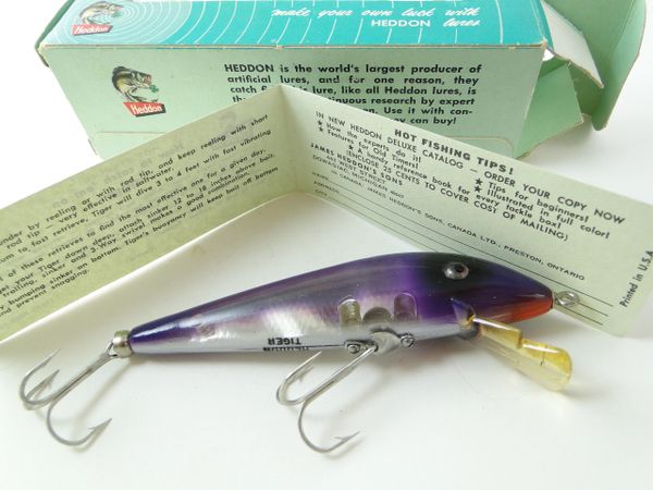Heddon 1030 PL Purple BIG TIGER New in Box with Paper!