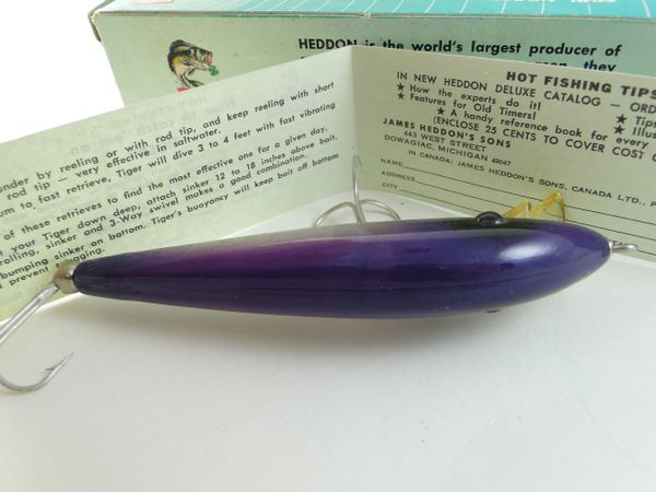 Heddon 1030 PL Purple BIG TIGER New in Box with Paper!