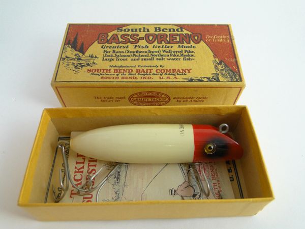 South Bend 973 Glass Eye Bass Oreno Fishing Lure Sunrise Box and Papers