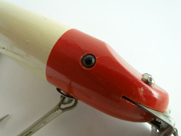 VINTAGE RED & WHITE WOODEN FISHING LURE