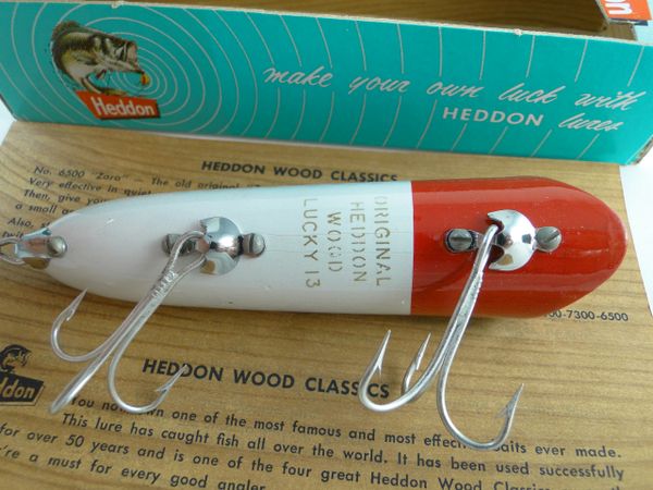 Heddon Lucky 13  Old Antique & Vintage Wood Fishing Lures Reels