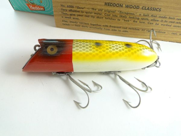 Vintage Heddon Zaragossa old wood bass fishing lure - Conseil