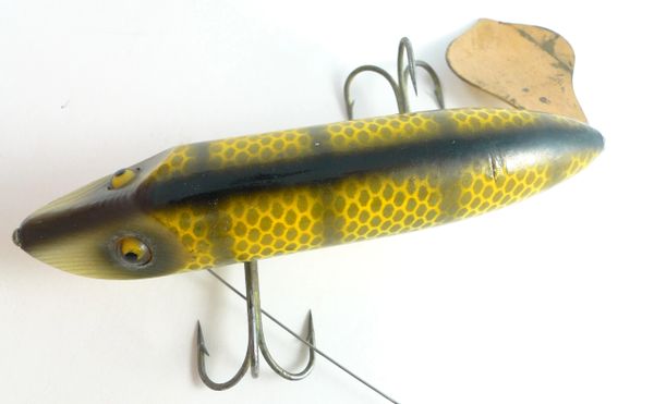 Muskellunge and Heddon Musky Chipmunk Flaptail Lure 1942 Drawing