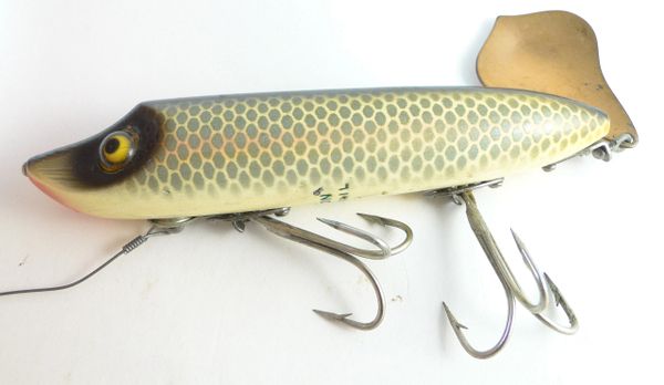 Vintage Green HEDDON Copper Flap Tail Lure Glass Eye Two Treble Hooks -  LAGUARDA