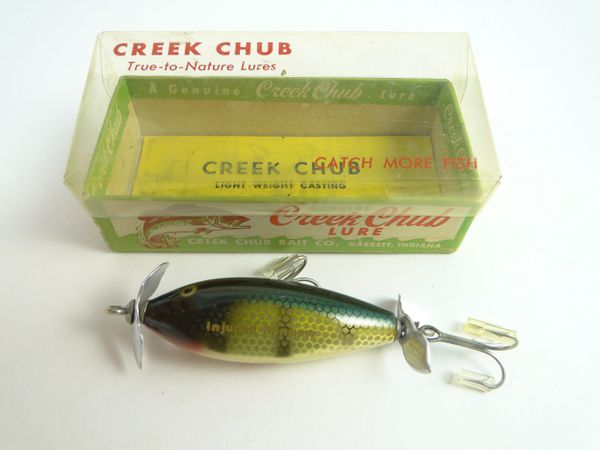 Creek Chub 9501 Perch Wooden Spinning Injured Minnow New in Box