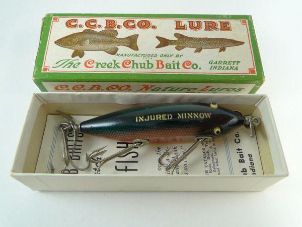 Creek Chub 1505 Redside Injured Minnow EX+ with Catalog In Correct Labeled Box + Military Stencil and Papers