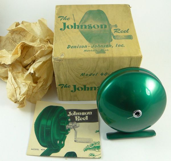 Johnson 40A Fishing Reel  Old Antique & Vintage Wood Fishing Lures Reels  Tackle & More