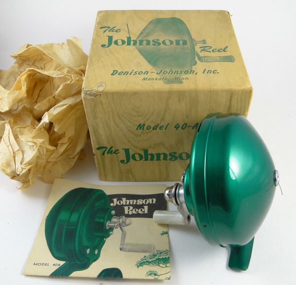 Johnson 40A Fishing Reel  Old Antique & Vintage Wood Fishing Lures Reels  Tackle & More