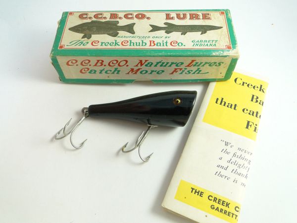 Creek Chub 3213 All BLACK Plunker New in Label Box with Catalog