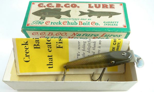 Creek Chub 2200 Midget Pikie Wood Fishing Lure Glass Eyes NEW in BOX with Catalog