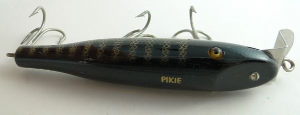 CREEK CHUB PIKIE Minnow Two Line Tie Vintage Glass Eye Wood Fishing Lure,  Pike $21.99 - PicClick